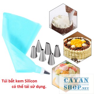 Bộ 6 đui bắt bông kem kèm chốt và túi đựng kem tiện lợi. làm bánh Cookie, trang trí bánh GD230-BatKem  💖 💖