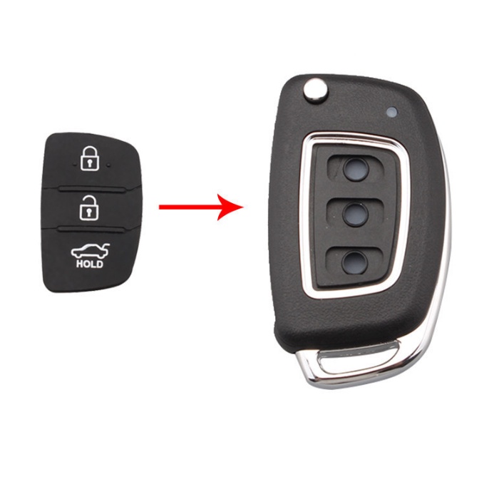 Bộ 02 Phím cao su lắp Vỏ chìa khóa Hyundai I10, I20, Accent, Solati, Elantra