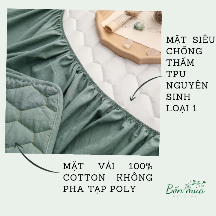 Ga chống thấm cotton cao cấp cho bé, drap chống thấm trần bông 3 lớp bề mặt cotton 100% siêu mát nằm trực tiếp, chống th