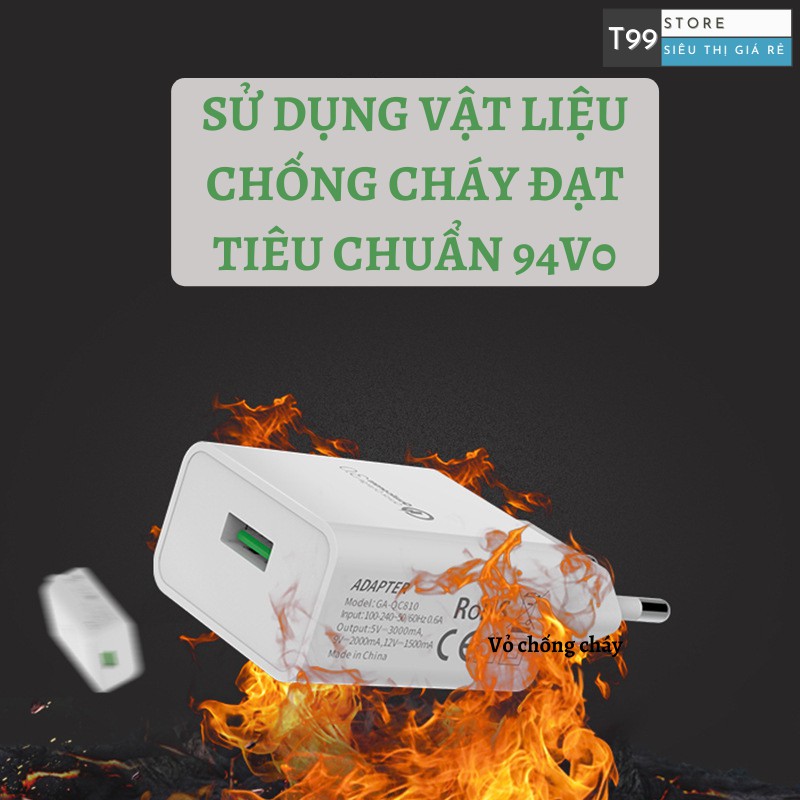 CỦ SẠC QC3.0 18W SIÊU NHANH HÀNG NỘI ĐỊA TIÊU CHUẨN CHÂU ÂU CÓ CHỨNG NHẬN CE/RoHS