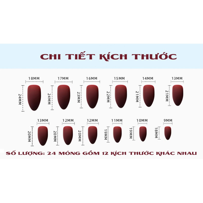 Bộ 24 móng tay giả Nail Nina hoạ tiết hạt vàng pha lê đỏ mã 282【Tặng kèm dụng cụ lắp】