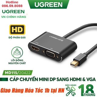 Cáp chuyển mini displayport to hdmi & vga ugreen 20422 màu đen - hàng chính hãng