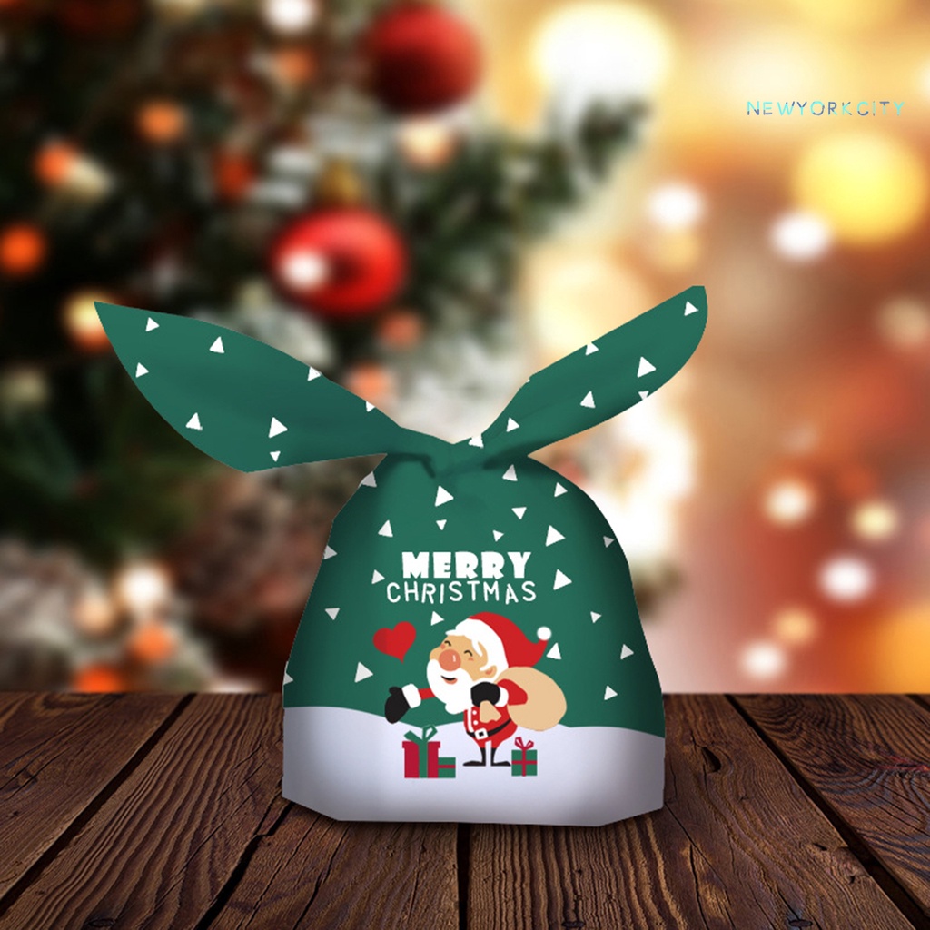 Set 10 Túi Nhựa Đựng Kẹo Thiết Kế Thắt Nút Độc Đáo Trang Trí Giáng Sinh Năm Mới