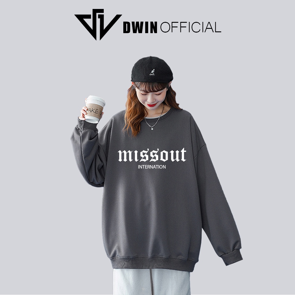 Áo sweater nỉ Missout unisex DWIN basic nam nữ form rộng oversize local brand SP00114