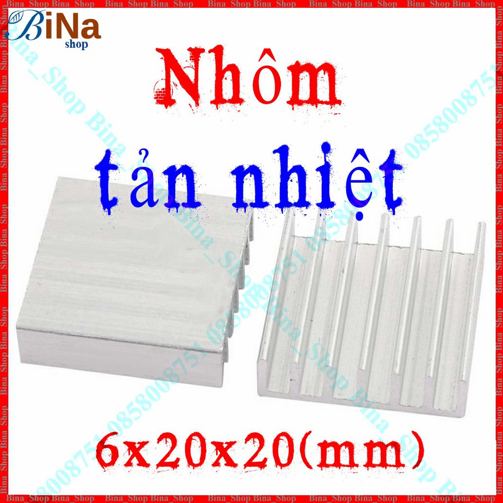 Nhôm tản nhiệt 6x20x20mm màu bạc