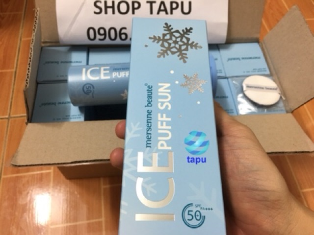 {Chính hãng - Ảnh thật} Kem chống nắng Ice Sun Xanh Mersenne Beaute Puff Hàn Quốc 100ml