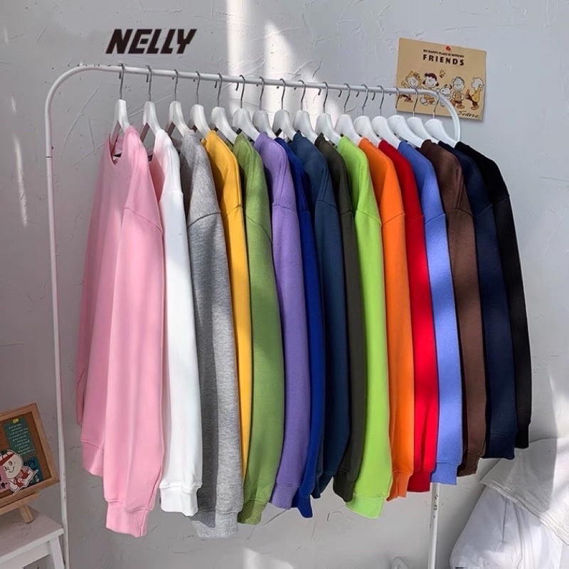 [Full 22 màu] Áo Sweater trơn [0063] Nelly heybig form rộng dành cho nam và nữ 37