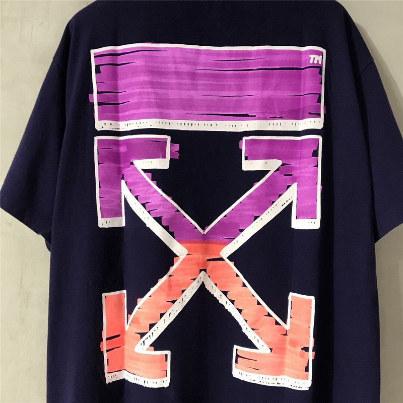 Off WHITE Áo Thun Tay Ngắn Dáng Rộng Họa Tiết graffiti Cá Tính Cho Nam Nữ