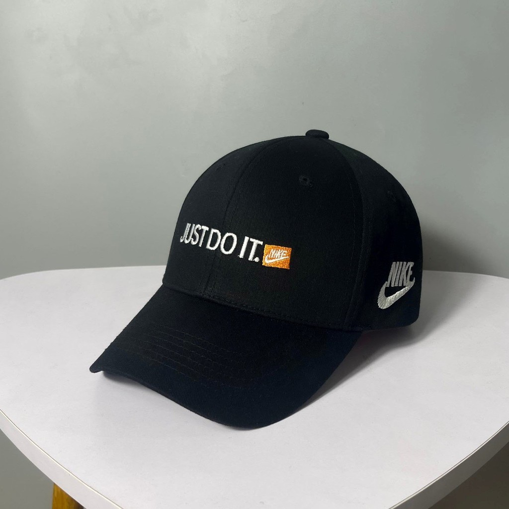 Nón kết Mũ lưỡi trai Just Do It đen logo thêu trắng tinh tế Free size
