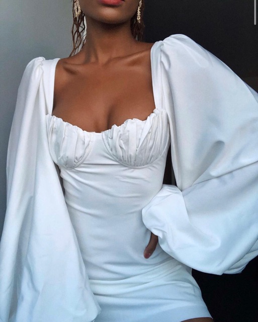 The Liv Dress - đầm lụa satin nhũ tay phồng | BigBuy360 - bigbuy360.vn