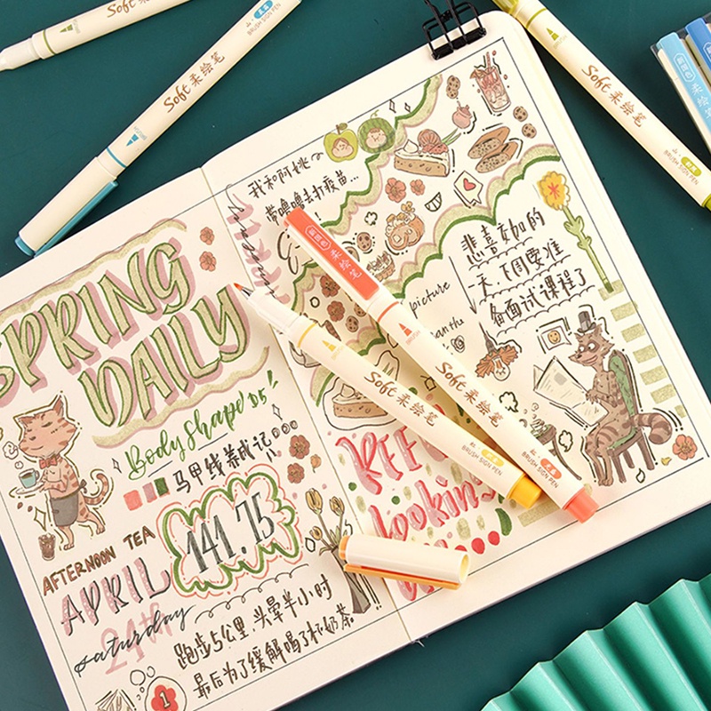 Bút calligraphy soft brush sign pen 12 màu WINZIGE bút brush bộ bút viết thư pháp đồ dùng học tập độc lạ