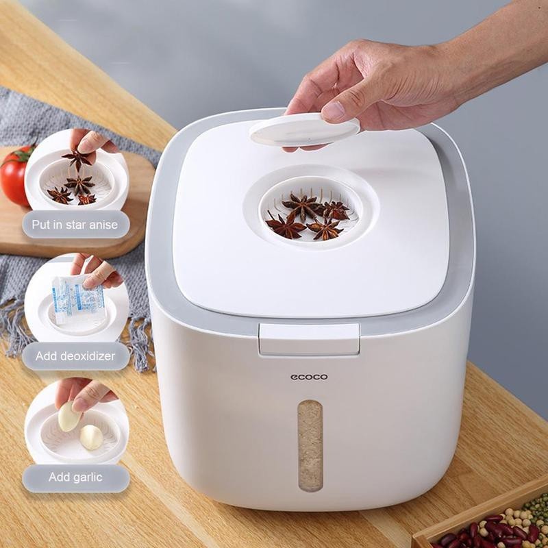 Thùng đựng gạo 5kg Ecoco cao cấp nắp đậy thông minh, chống ẩm mốc, côn trùng, nhựa ABS an toàn