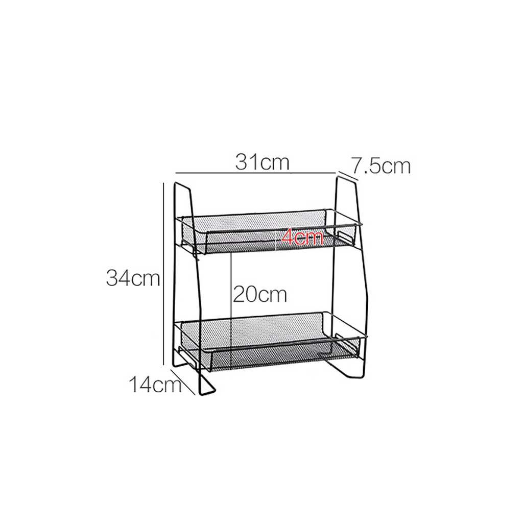 Kệ Sắt Hai Tầng Đựng Gia Vị Có Thể Tháo Rời Cho Nhà Bếp Nhà Tắm
