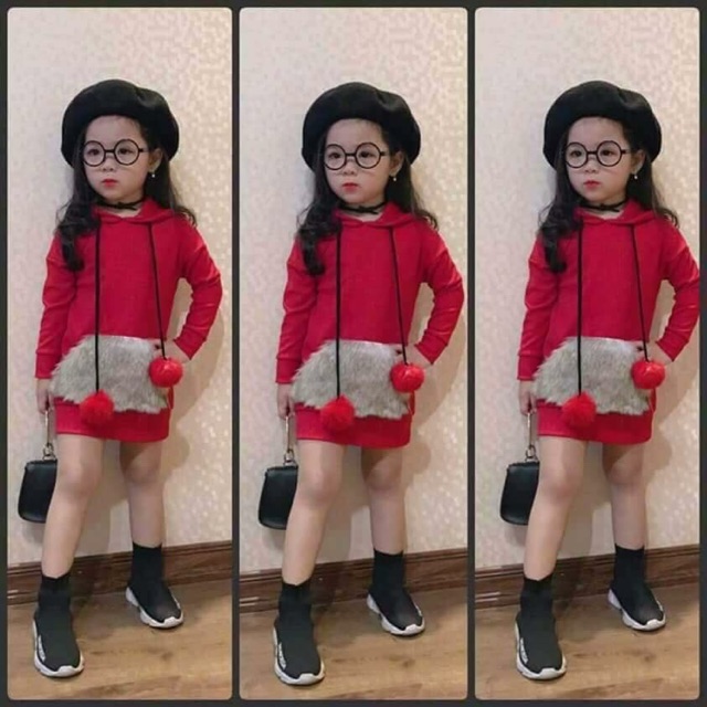 Đầm bé gái túi lông