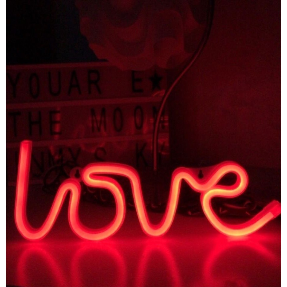 Đèn LED Uốn Tạo Chữ LOVE Màu Hồng / Vàng / Đỏ - Neon light Decor Trang Trí Phòng Ngủ