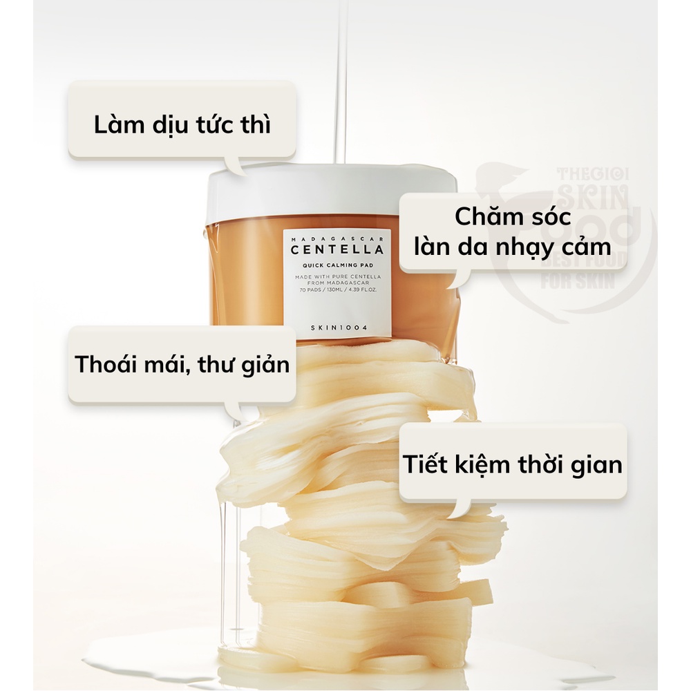 Toner Dạng Miếng Dưỡng Ẩm, Làm Dịu Da Chiết Xuất Rau Má Skin1004 Madagascar Centella Quick Calming Pad