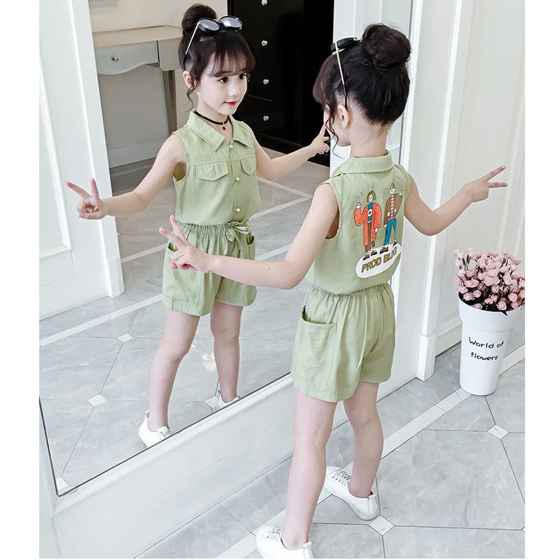 Girls' suit summer clothes 2020 new super western style children's fashion summer net red children's clothes girl shorts two-piece suit