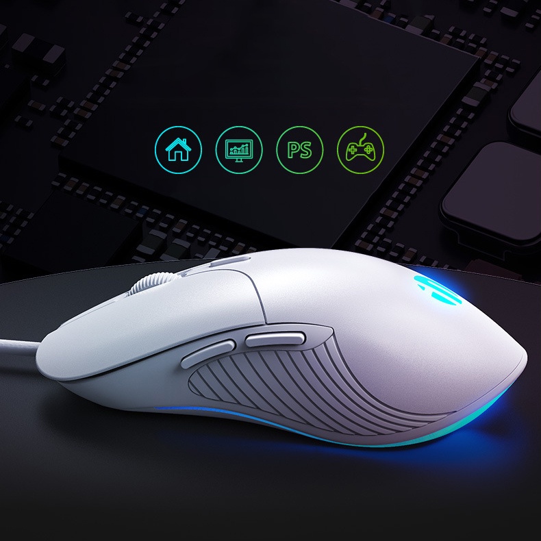 Chuột Gaming Có Dây INPHIC PB1P Thiết Kế Công Thái Học, 4000DPI Siêu Nhạy, LED 12 Màu RGB