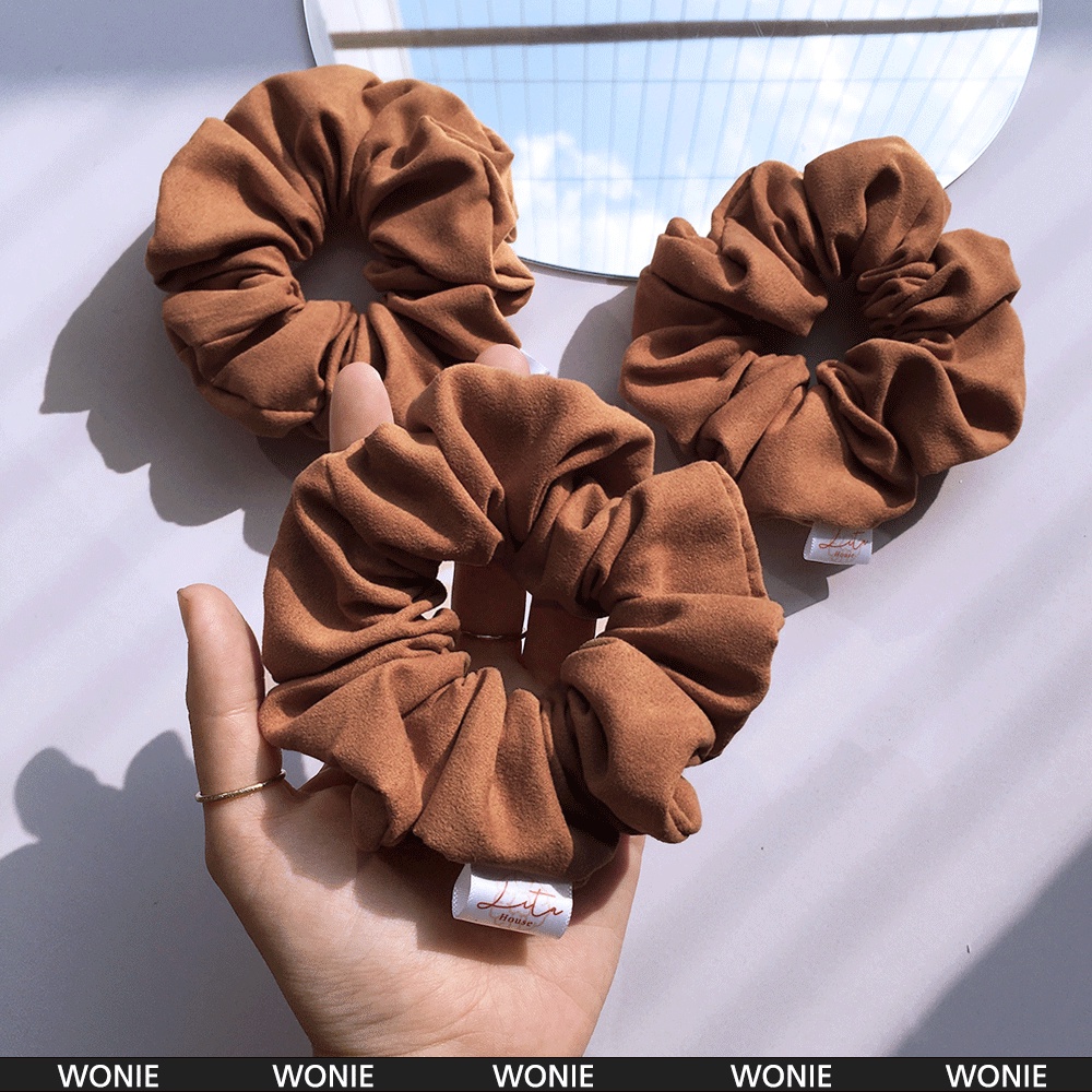 WONIE - Dây chun buộc tóc Da lộn Scrunchies Handmade