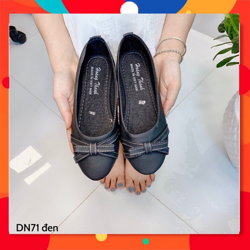 [FreeShip] Giày Búp Bê Nữ Mới Mủi Nhọn From Chuẩn Êm Chân| Giày Bệt Nữ Nơ Xoắn Siêu Xinh Mã DN71
