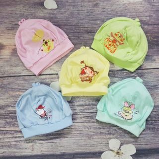 Mũ Chụp Cotton Mềm in Hình Cho Bé Sơ Sinh loại đẹp