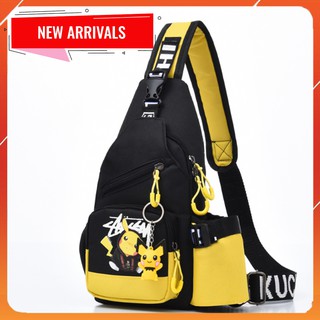 TÚI ĐEO CHÉO HOA CÚC/PIKACHU PHÁT SÁNG TRONG ĐÊM, TẶNG MÓC KHÓA PIKACHU - T72