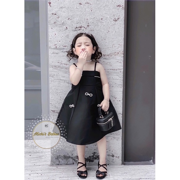 Váy công chúa màu đen 2 dây đính đá phom xoè thiết kế siêu sang chảnh cho bé (HK2)