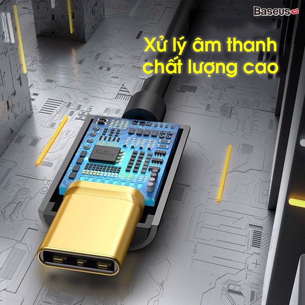 Jack chuyển type C sang 3.5 Baseus, Cáp chuyển đổi C ra 3.5 chính hãng Baseus, hỗ trợ nghe nhạc, đàm thoại, chơi game