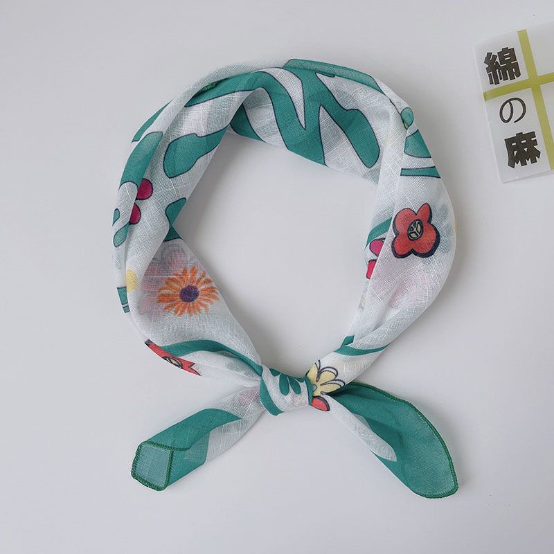 Bán Chạy!F &amp; X Khăn Quàng Cổ Nhỏ Bằng Lụa Cotton Lanh Hình Vuông Họa Tiết Hoa Phong Cách Phương Tây Thời Trang Xuân Hè Dành Cho Bạn Nữ