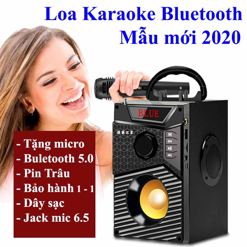 Loa bluetooth karaoke, loa di động thông minh, loa bluetooth karaoke mini cầm tay-Tặng kèm Mic