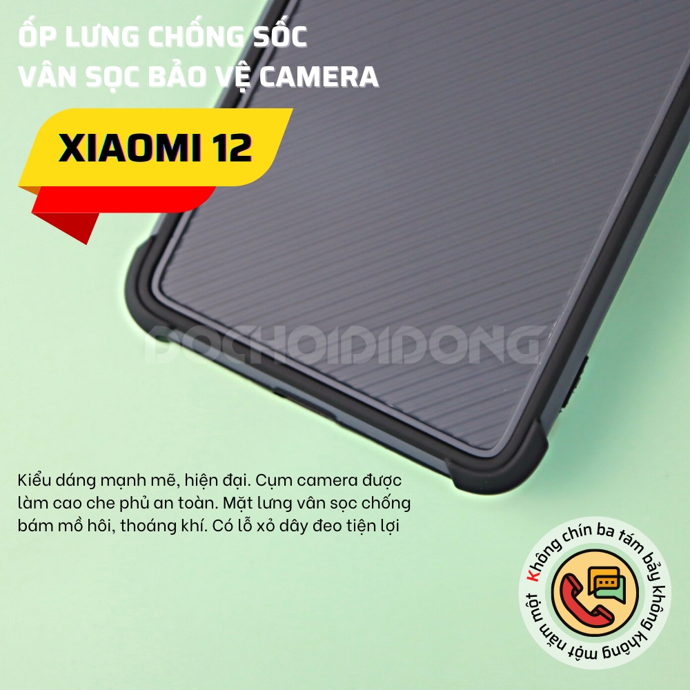 Ốp lưng Xiaomi Mi 12/ Mi 12x vân sọc bảo vệ camera