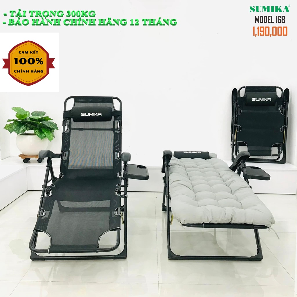 Ghế Xếp Thư Giãn cao cấp Sumika sk168 - có thể ngã thành giường-Nâng đầu, nâng chân mọi cấp độ - BH chính hãng 12 tháng