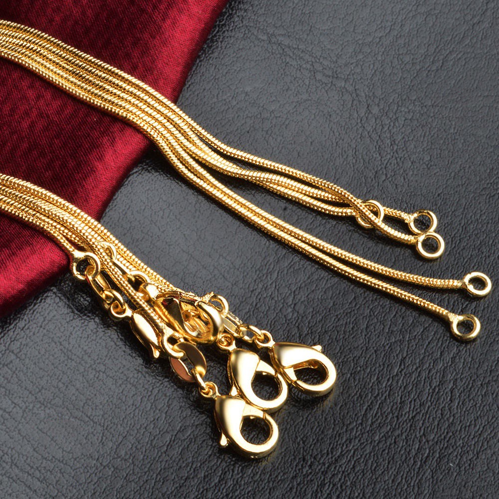 Set trang sức vòng cổ sợi xích vàng kim 18k 20-30 inch thời trang làm quà tặng sinh nhật cho nam và nữ