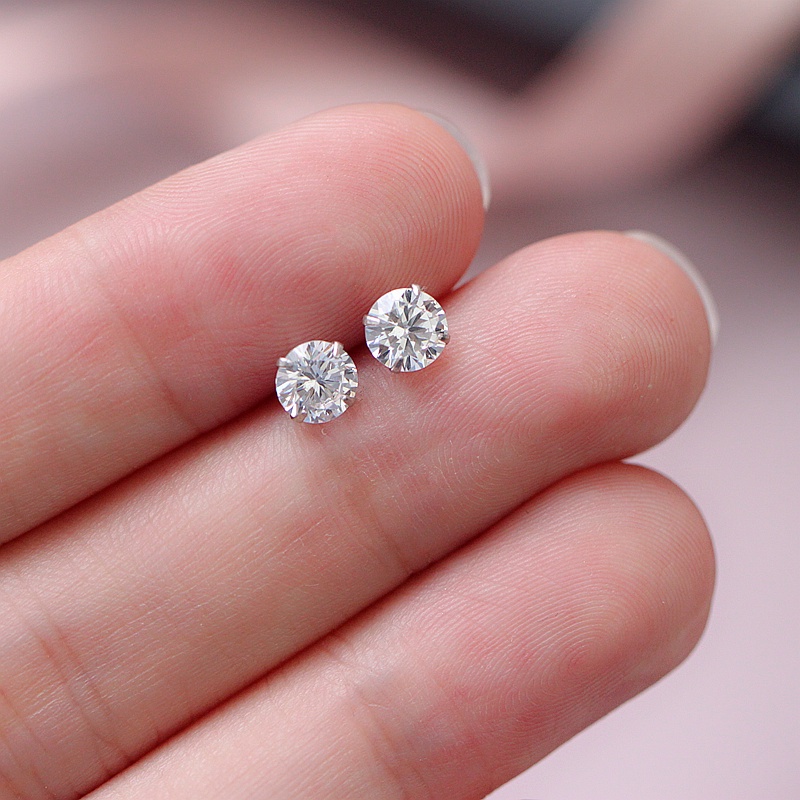 Đôi bông tai đính đá zircon đơn giản tinh tế