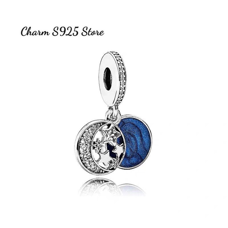 charm pan treo mặt trăng ngôi sao đính đá bạc s925 cao cấp