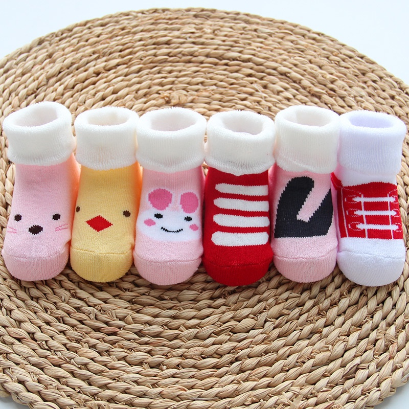 Combo 3 Đôi Vớ cổ cao hoạt hình trẻ em [0-1 tuổi ] Cotton xinh xắn cho bé trai bé gái - Tất vớ trẻ em cao cổ 2 lớp