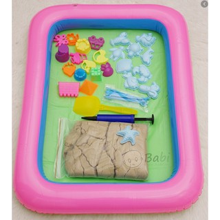 Đồ chơi Bộ khuôn Cát động lực  đầy đủ gồm phao , bơm tay , các chi tiết đủ loại khuôn + Cát  ( phao size lớn 60x45cm)