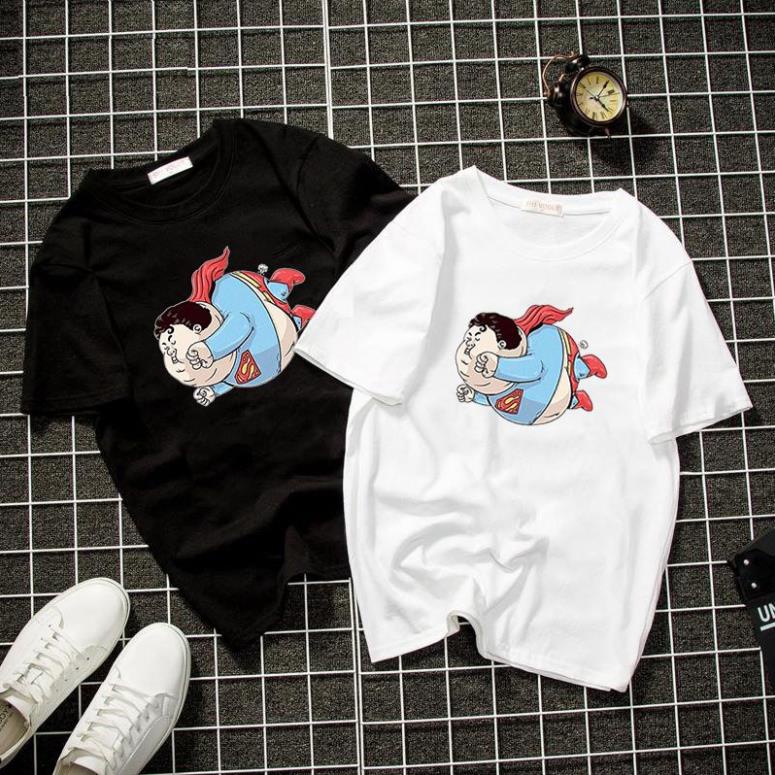 Áo thun unisex form rộng siêu nhân mập vải dày mịn 2019T1407