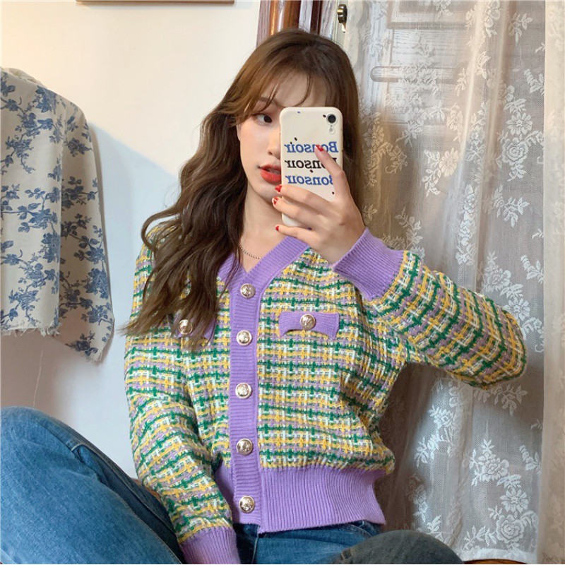 Áo Khoác Len Cổ Tim Phong Cách Thanh Lịch Thời Trang Hàn Quốc Dành Cho Nữ