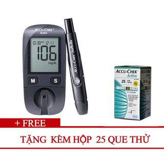 Máy đo đường huyết Accu Chek Active + Tặng kèm hộp 25 que thử