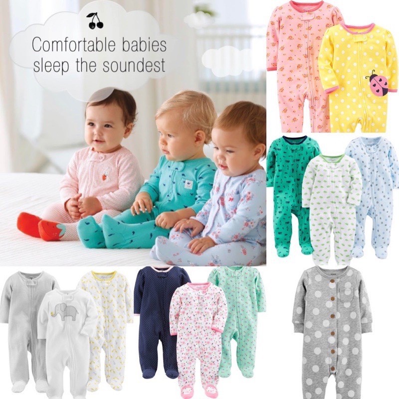 Sleepsuit Cotton, Body Sleep, Body Dài Tay Liền Thân Liền Tất Mix Hãng Cho Bé Hàng Xuất Dư Xịn Sò