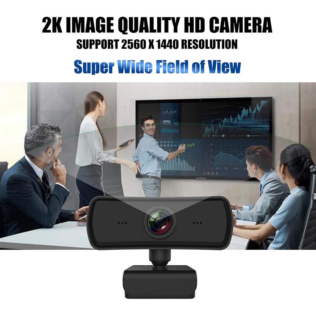Webcam HD 2kK 2560x1440P có thể xoay có micro dành cho máy tính để bàn