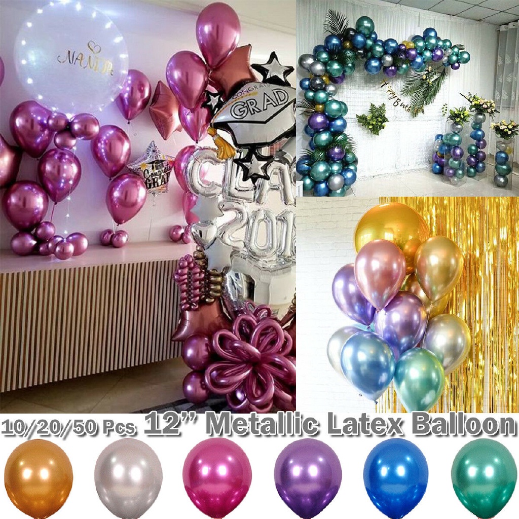 Set 50 Bong Bóng 12 inch 20 Bóng Bằng Kim Loại latex Dày Dặn Trang Trí Tiệc Cưới/Sinh Nhật/Tiệc Cưới