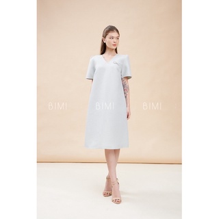 ĐẦM CỔ V KEM TAG NƠ - BIMI