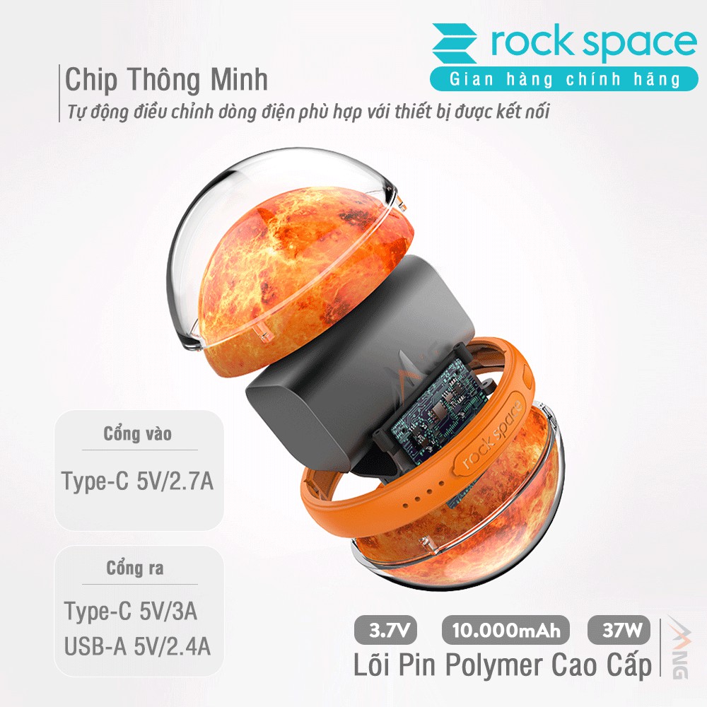 Pin sạc dự phòng Phong Thủy Rockspace hệ mặt trời Orb Power Bank 10.000 mAh, Hàng chính hãng bảo hành 12 tháng