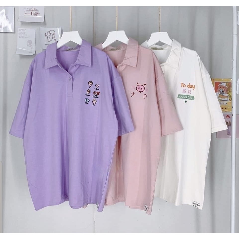 [KHAI TRƯƠNG GIẢM GIÁ] Áo polo nữ tay lỡ form rộng freesize unisex | BigBuy360 - bigbuy360.vn