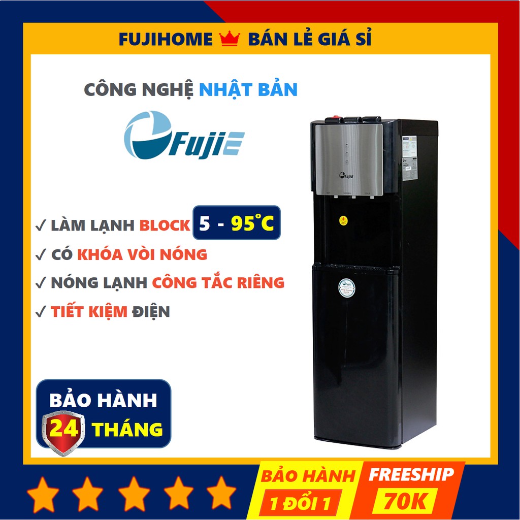 Cây nước nóng lạnh 3 vòi block bình âm cao cấp Fujie WD5500C, bình lọc máy lọc nước nóng lạnh mini công nghệ Nhật Bản