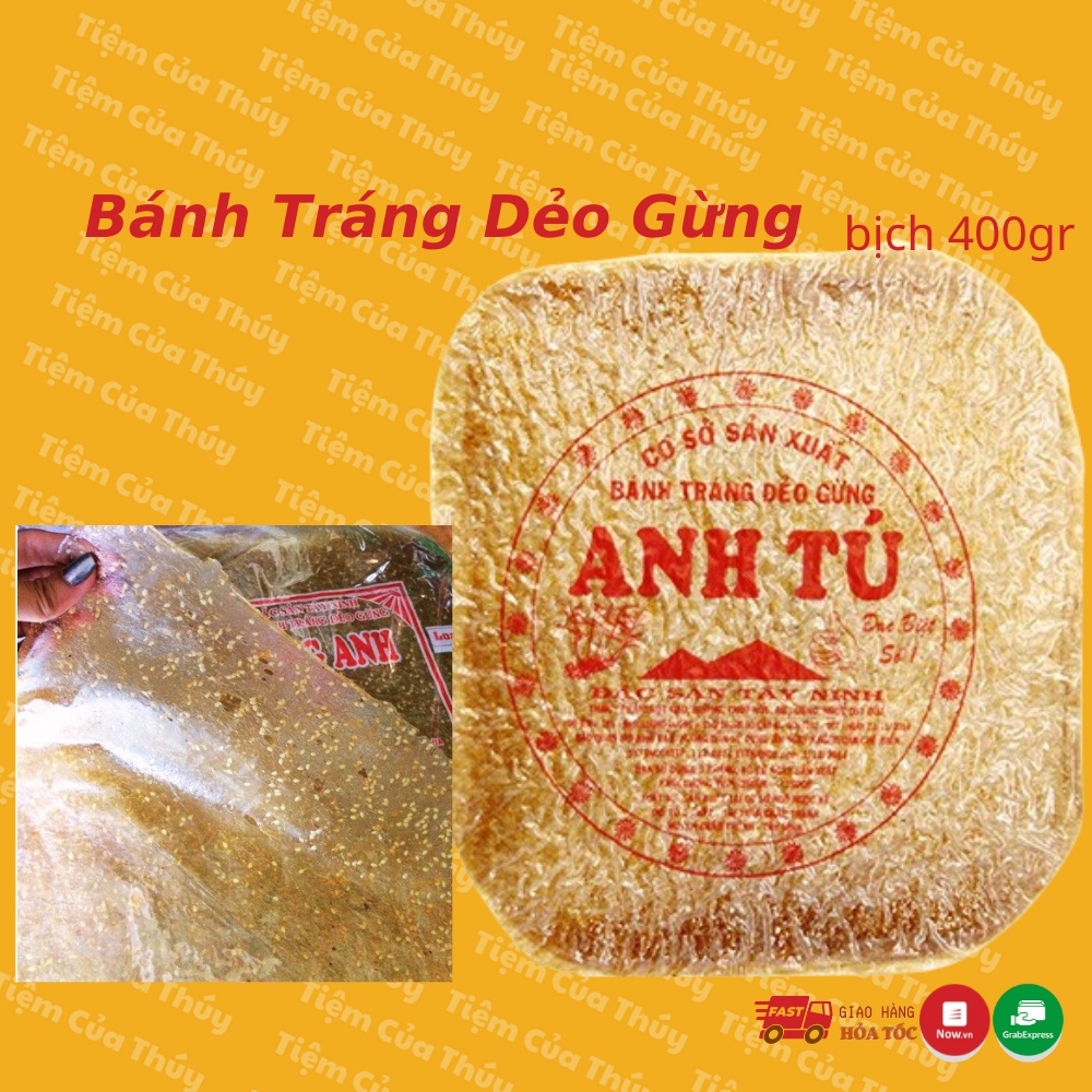 Bánh tráng dẻo gừng Anh Tú 400gr bịc 10 cái loại 1 to thơm ngon dẻo vị gừng sữa mè