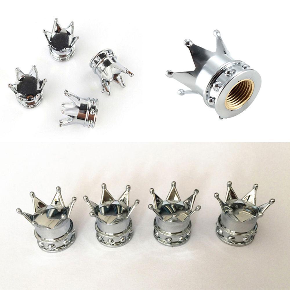 Set 4 Nắp Đậy Van Bánh Xe Hơi Hình Vương Miện Thương Hiệu Mới