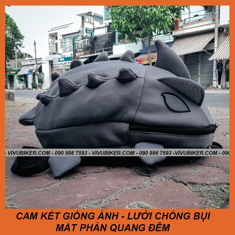 [G01] Balo khủng long PHẢN QUANG cao cấp lưới kháng bụi đựng nón bảo hiểm S032